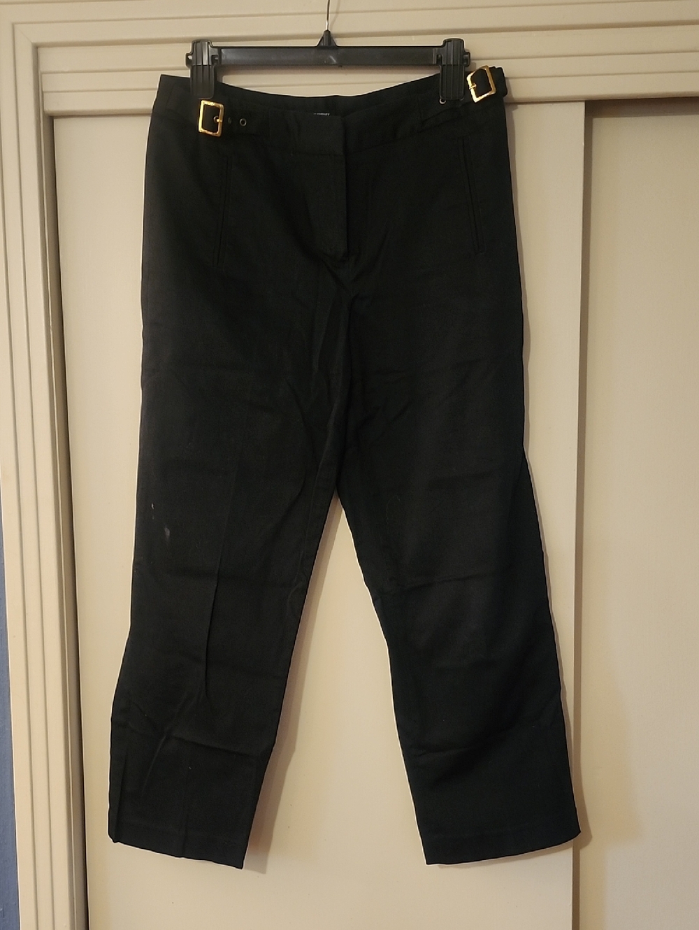 Philosophy Black Cropped Pants with Side Buckles